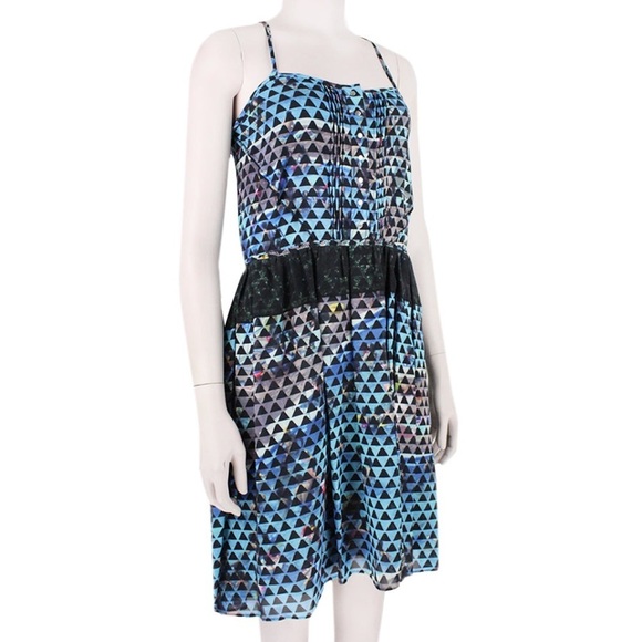 Proenza Schouler Silk Cami Mini Dress Abstract Geometric Multicolor 4 Snap Front - Picture 3 of 16